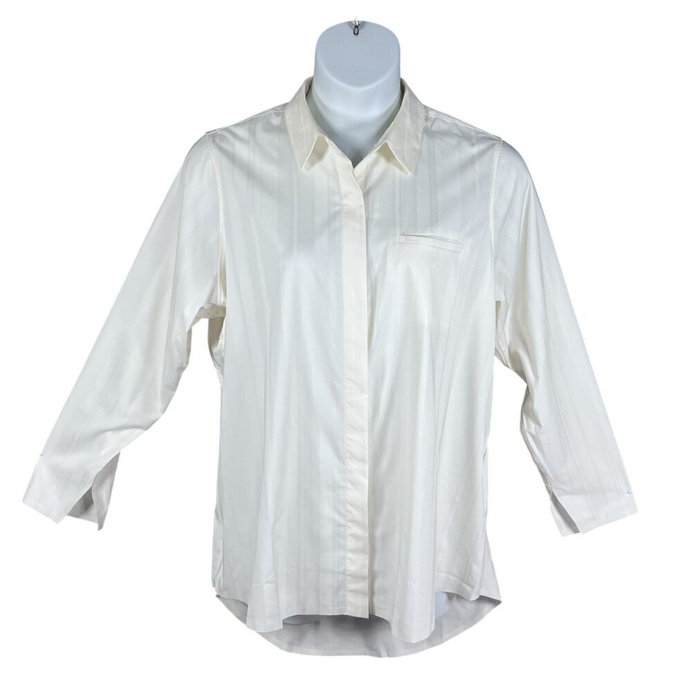 Athleta Urbanite 2.0 Womens XL Button Up Long Sleeve Tunic Top Blouse Minimalist